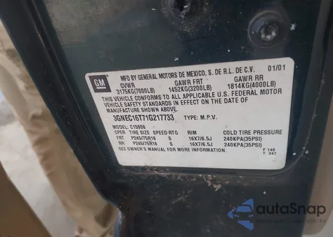 2001 Chevrolet Suburban 1500 Ls z USA, uszkodzony, nr VIN 3GNEC16T71G217733